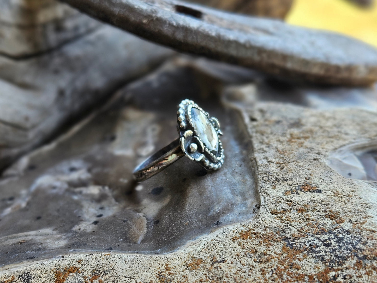 White Buffalo Wildflower Ring