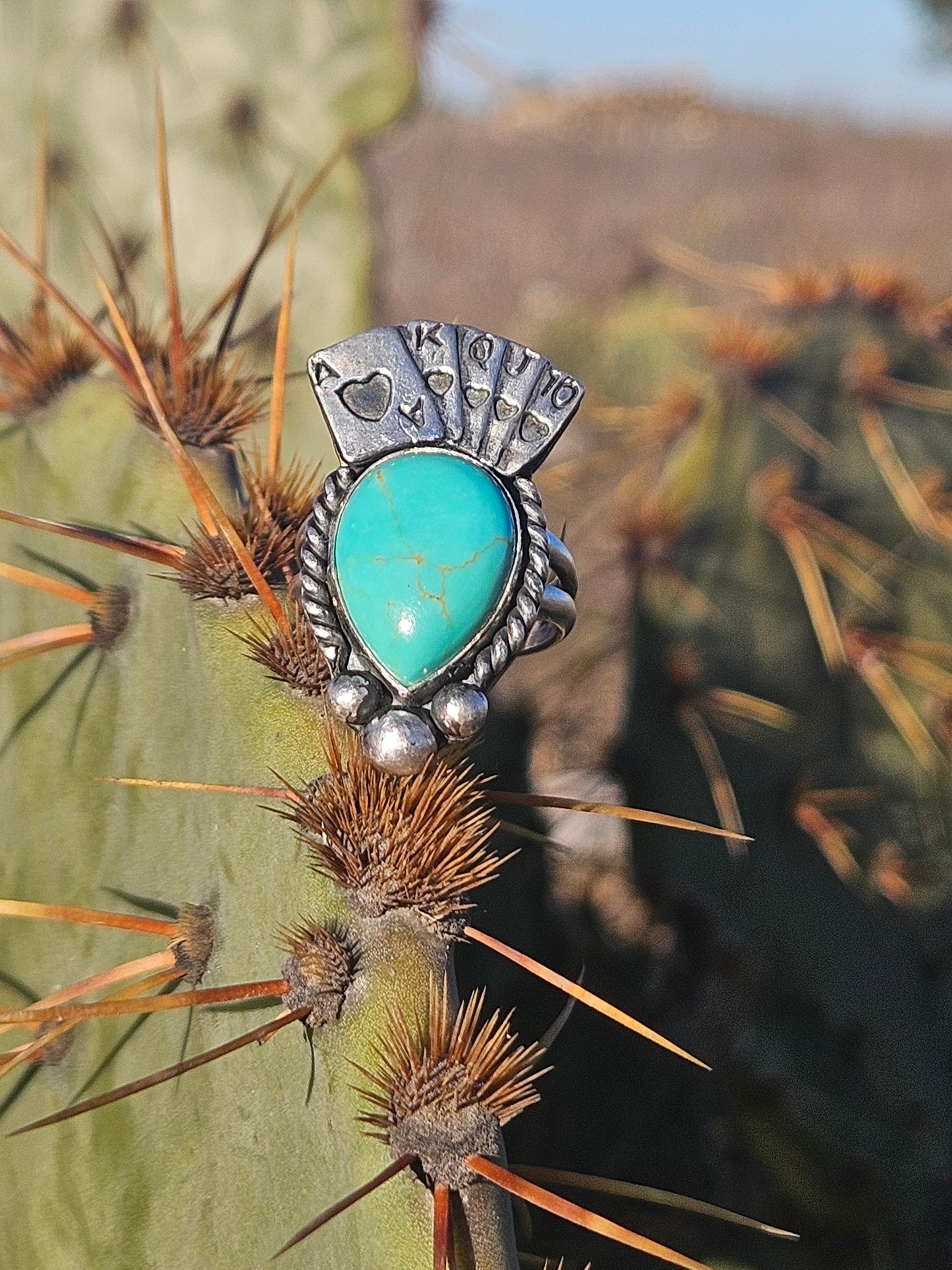 Kingman Turquoise Playing Card Ring