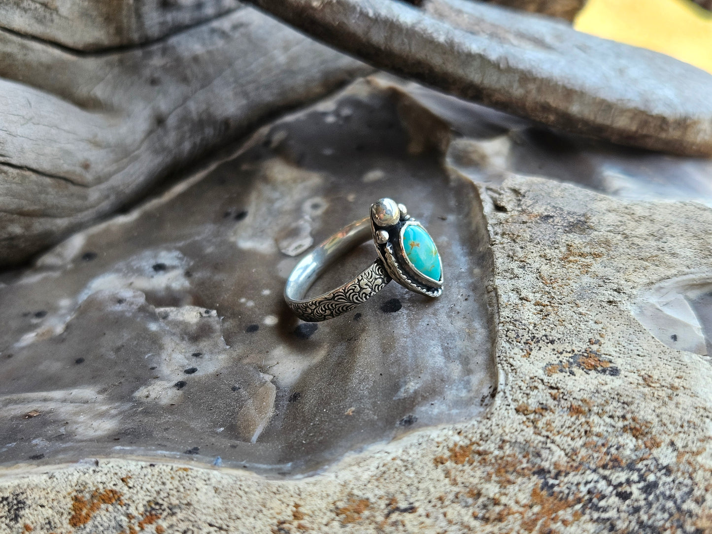 Dainty Turquoise Raindrop Ring