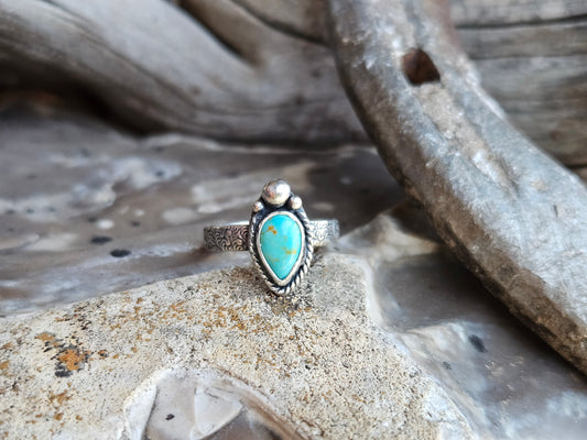 Dainty Turquoise Raindrop Ring