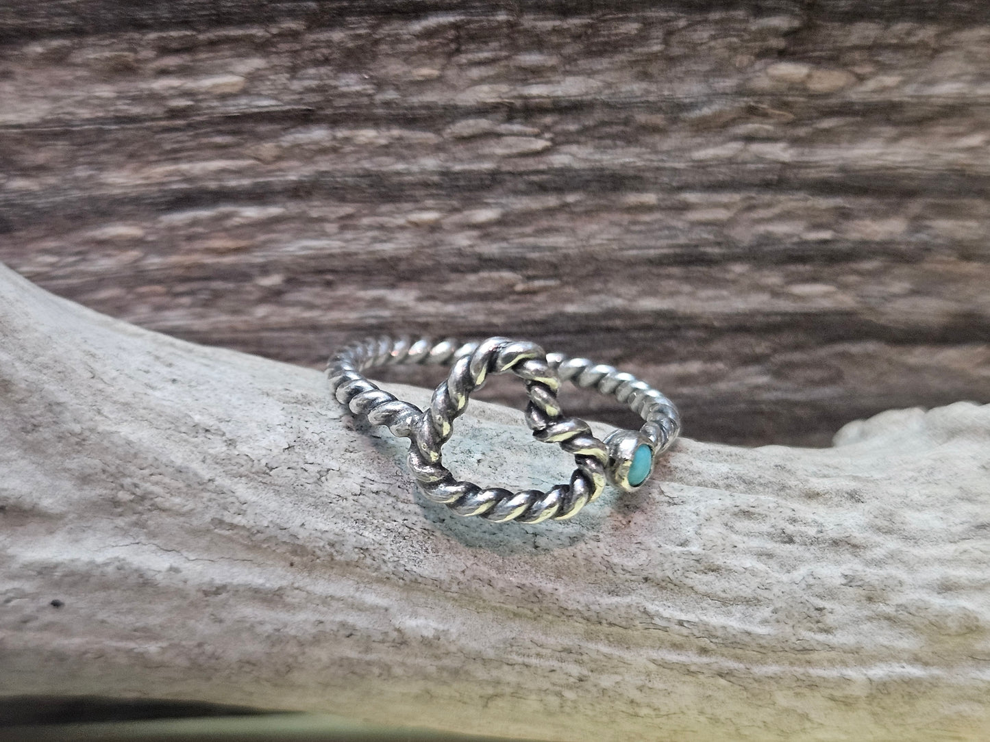 Kingman Turquoise Rope Heart Adjustable Ring