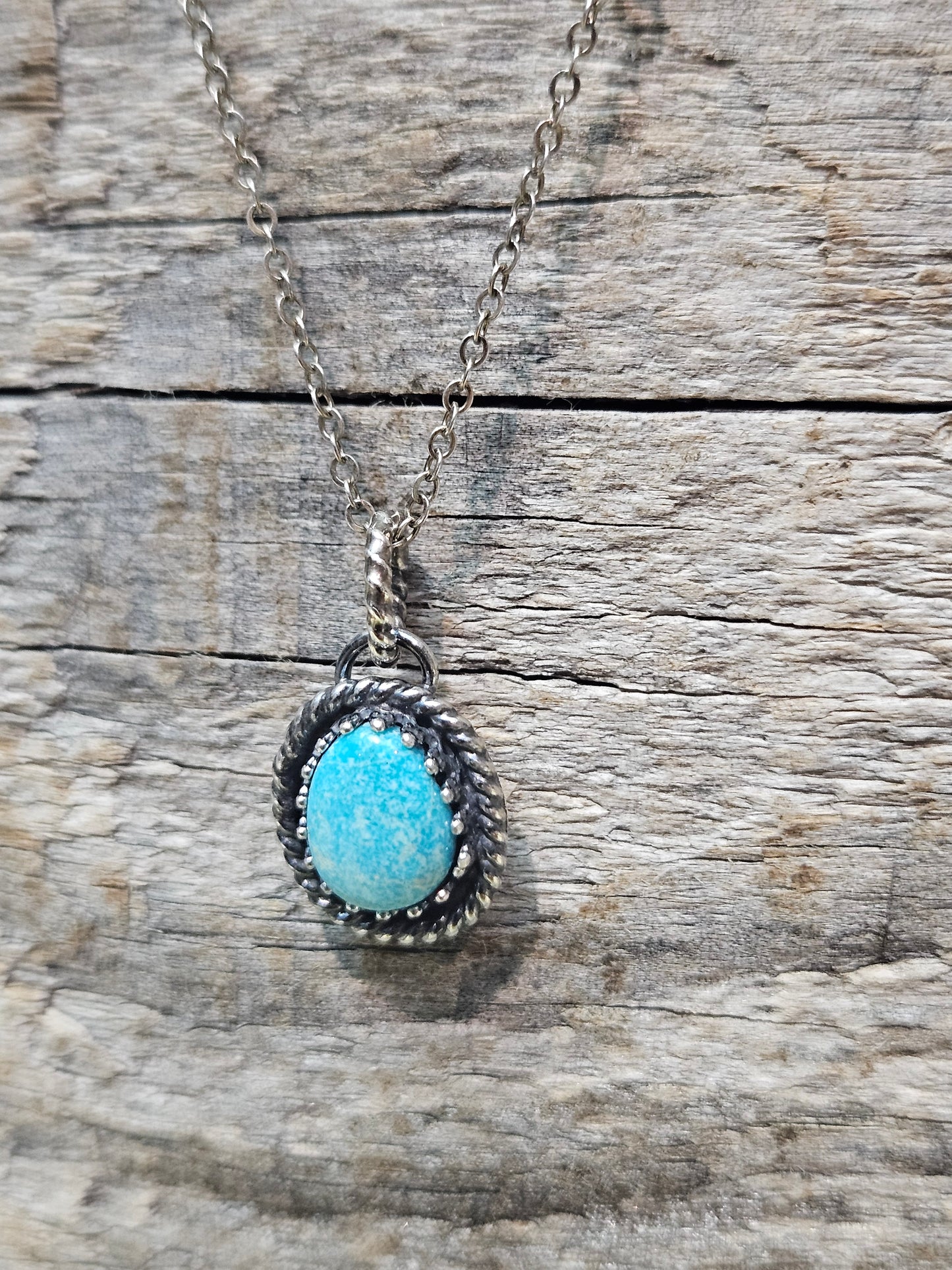 Bluebird Mine Turquoise Necklace with Kingman Beads & Texas Charm
