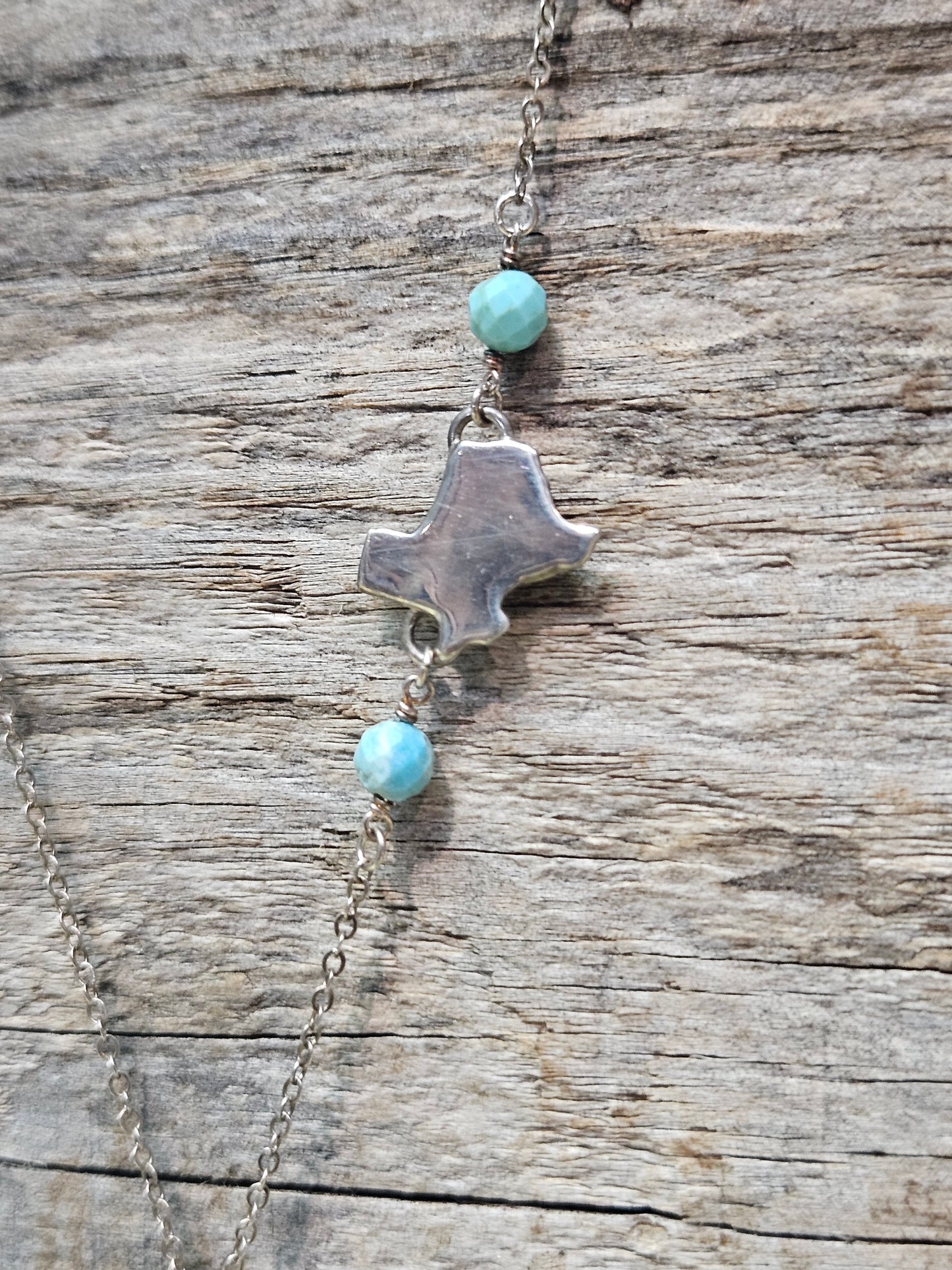 Bluebird Mine Turquoise Necklace with Kingman Beads & Texas Charm