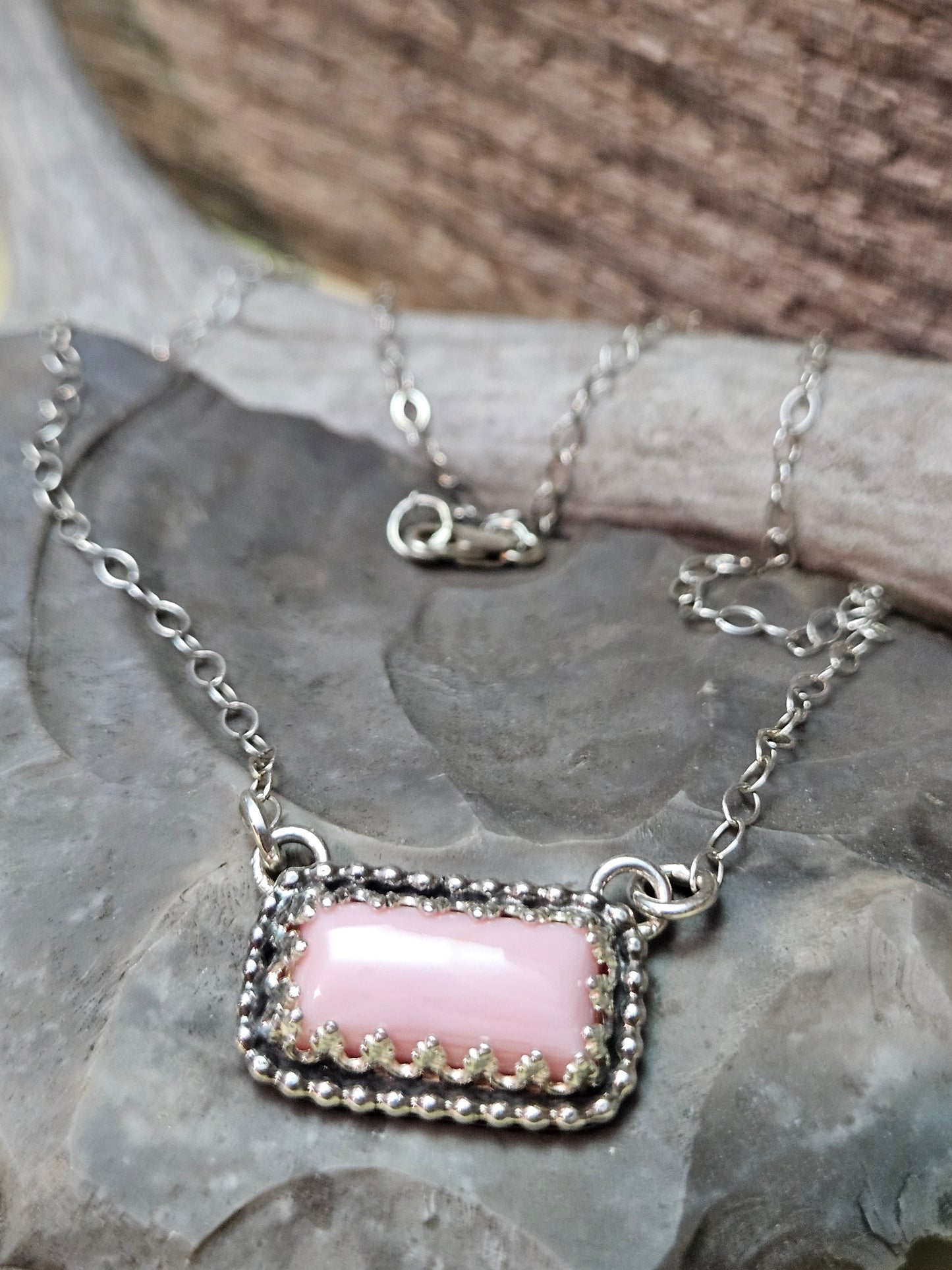 Pink Conch Bar Necklace