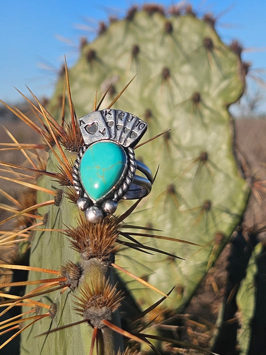 Kingman Turquoise Playing Card Ring
