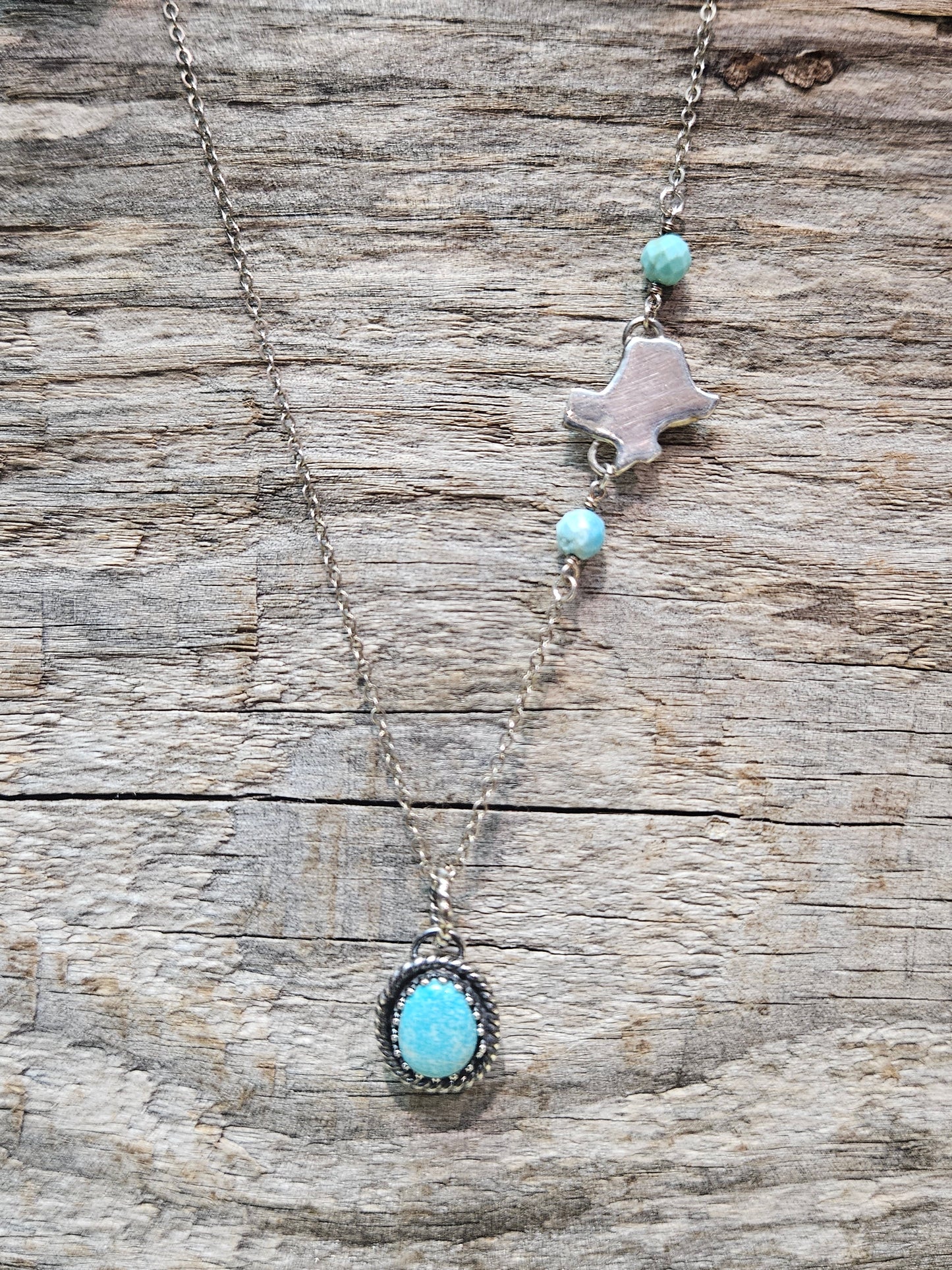 Bluebird Mine Turquoise Necklace with Kingman Beads & Texas Charm