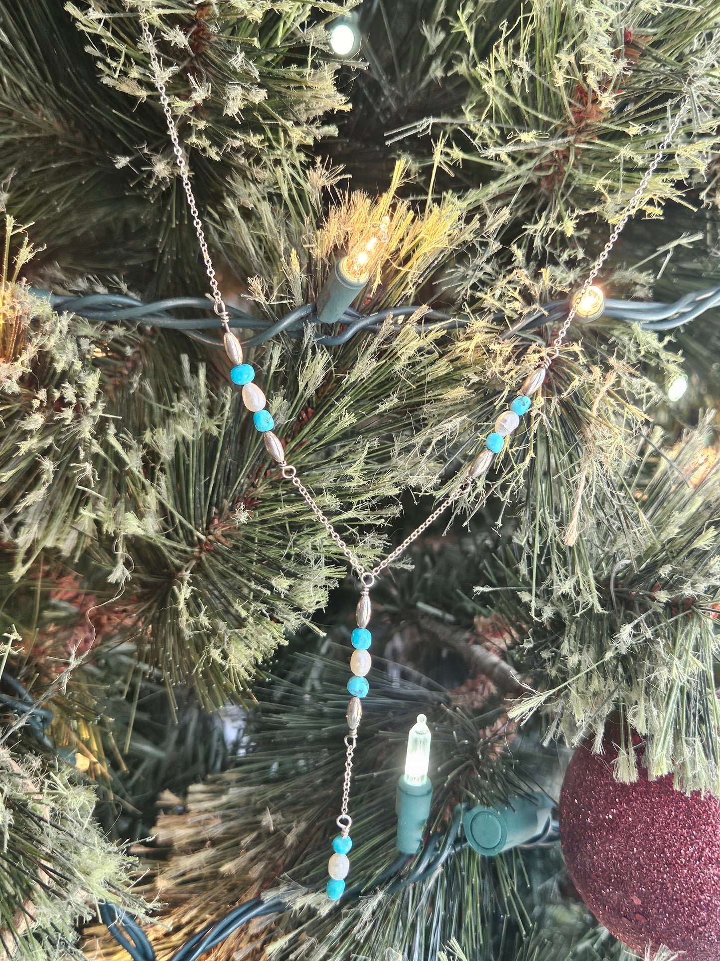 Kingman Turquoise and Fresh Water Pearls Necklace