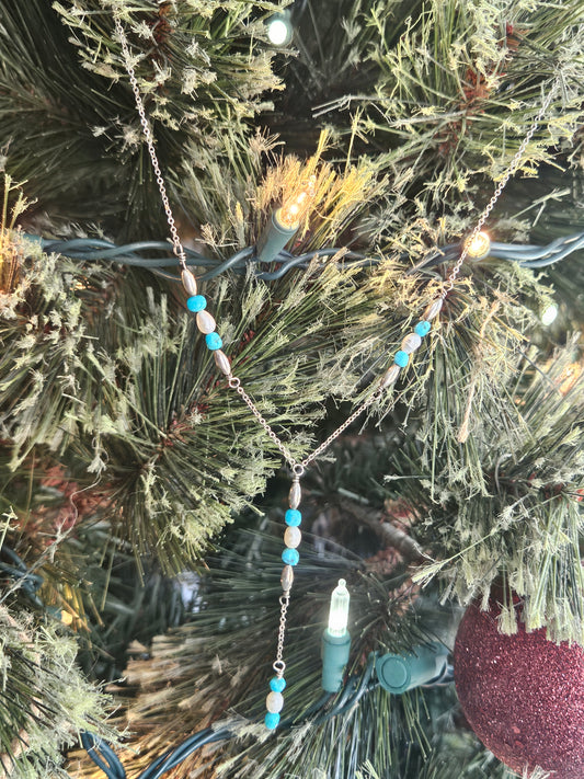 Kingman Turquoise and Fresh Water Pearls Necklace