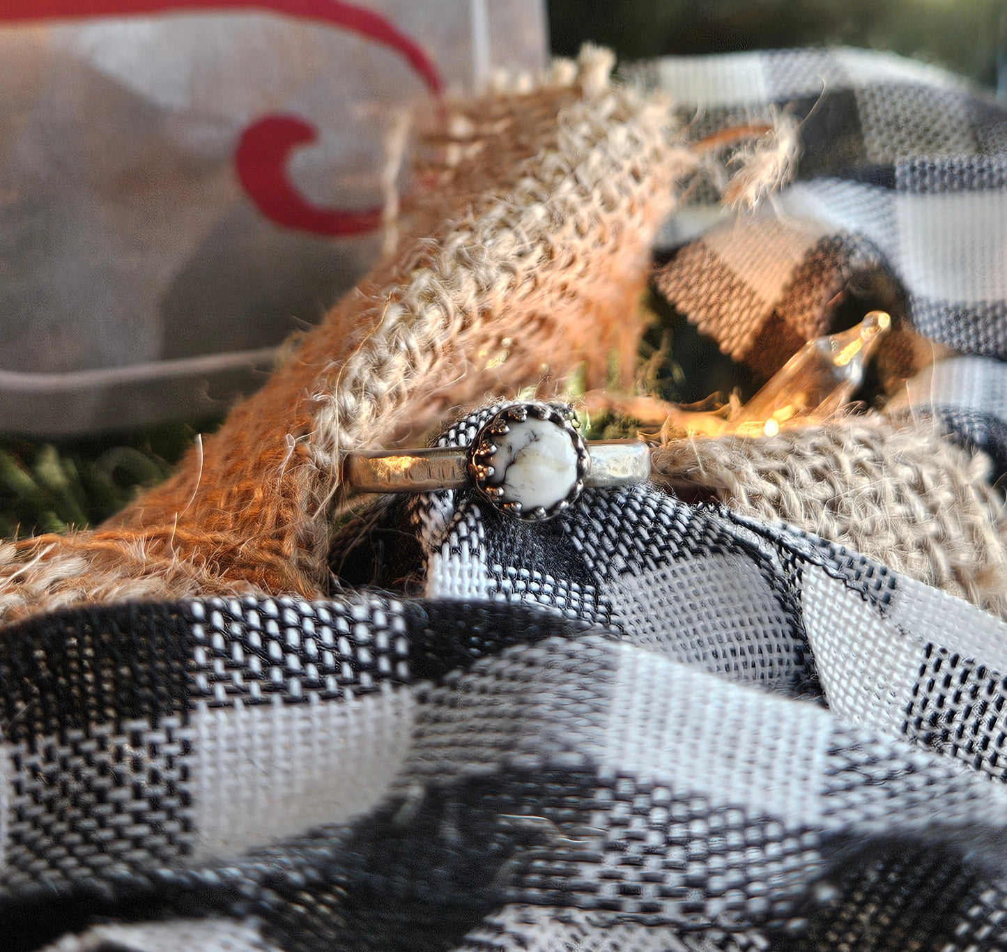 Dainty White Buffalo Ring