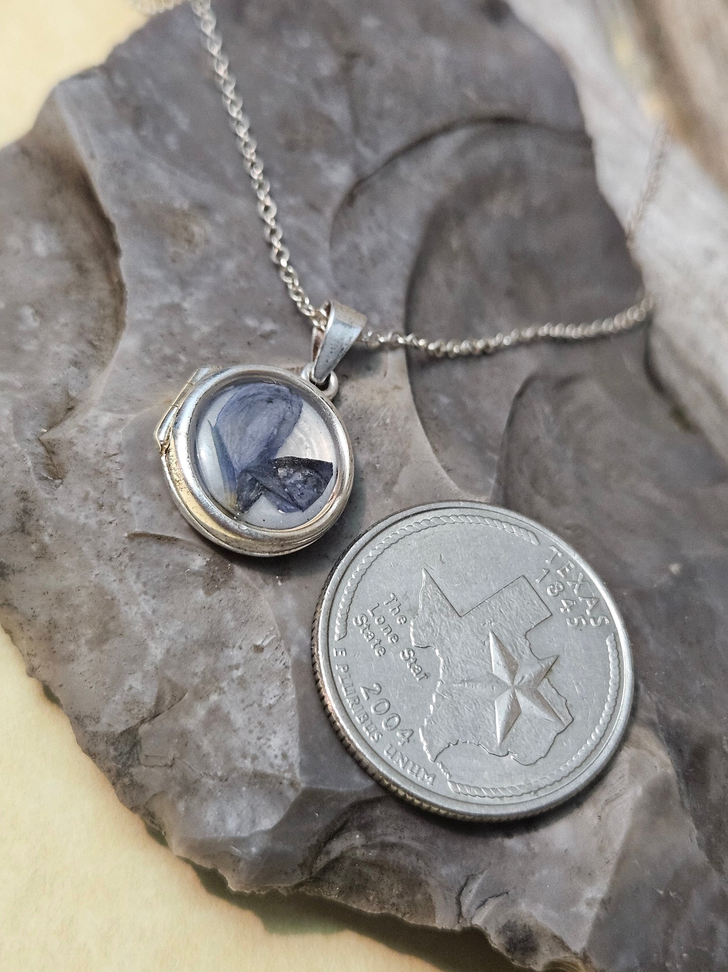 Texas Bluebonnet Resin Locket Necklace