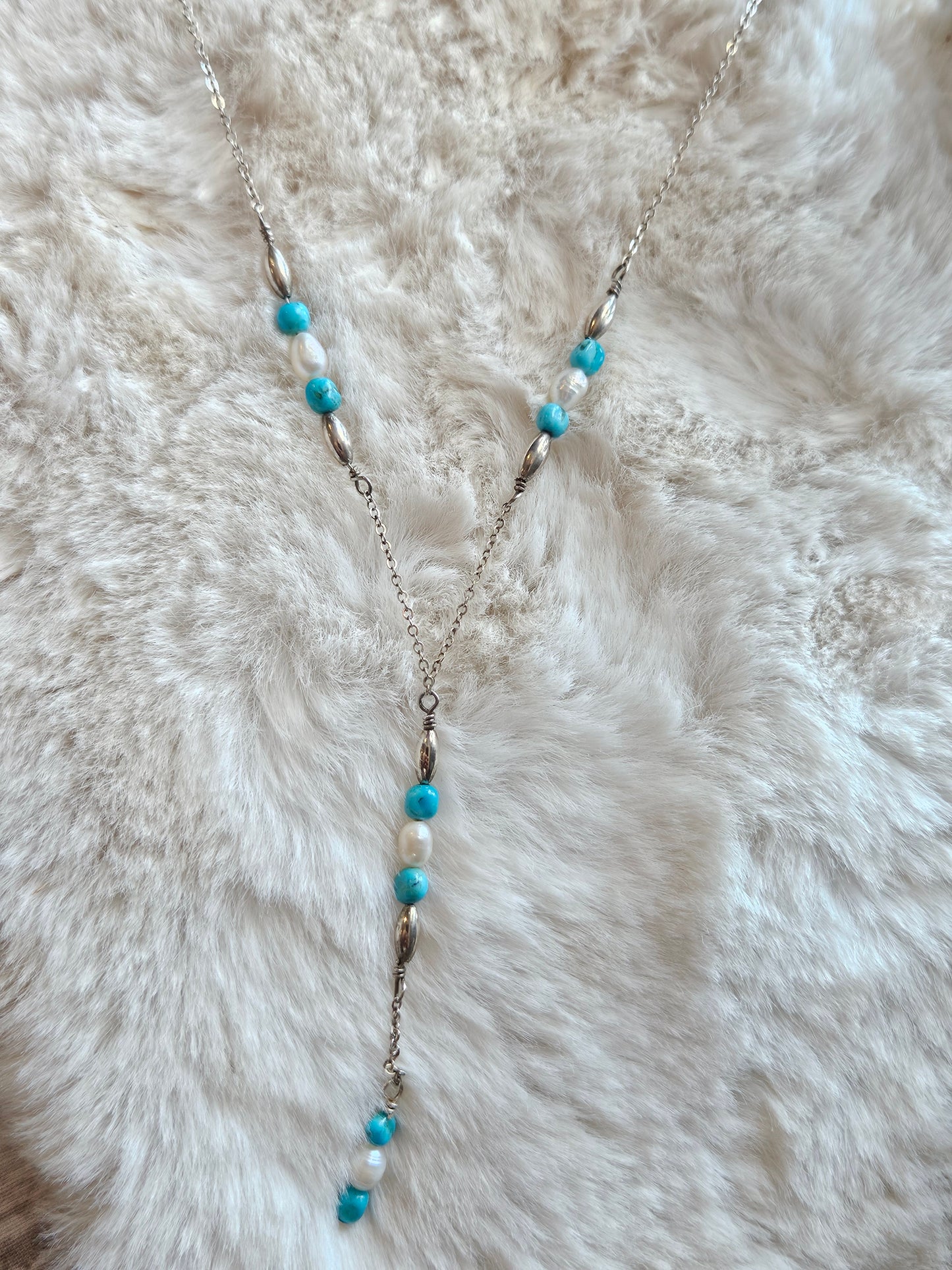 Kingman Turquoise and Fresh Water Pearls Necklace