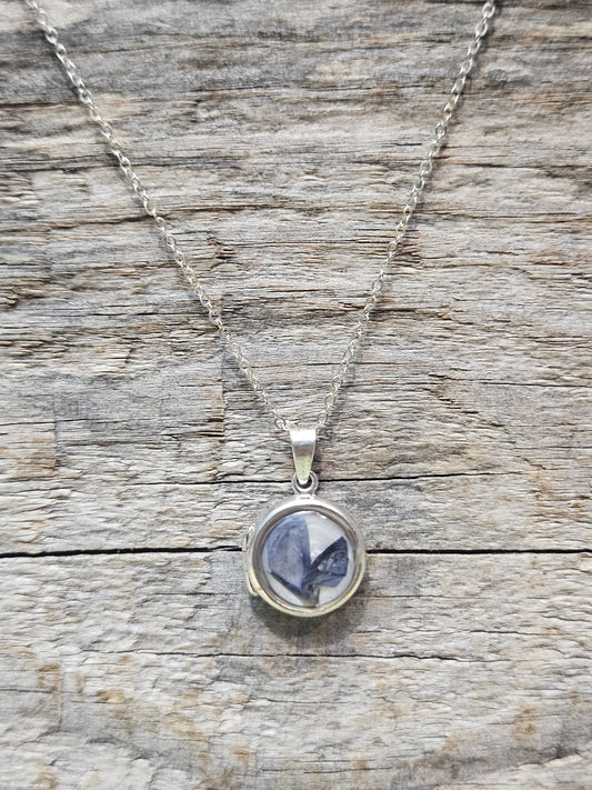 Texas Bluebonnet Resin Locket Necklace